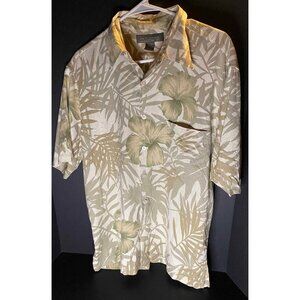Tori Richard Floral Print Hawaiian Button-Down Mens L Shirt Beach 100% Silk